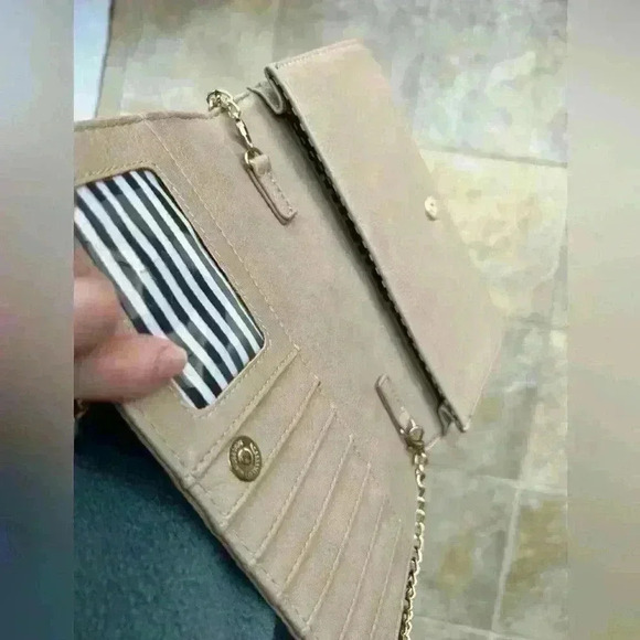 Mystique Women’s Floral Cut Out Tan Gold Chain Luxury Purse Wedding Guest Bag - Picture 13 of 15